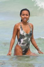 KARREUCHE TRAN in Swimsuit at a Beach in Miami 06/15/2015