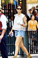 KATIE HOLMES in Cutoff Out at Disneyland in Anaheim 06/29/2015