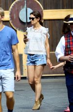 KATIE HOLMES in Cutoff Out at Disneyland in Anaheim 06/29/2015