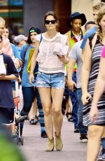 KATIE HOLMES in Cutoff Out at Disneyland in Anaheim 06/29/2015