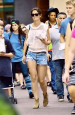 KATIE HOLMES in Cutoff Out at Disneyland in Anaheim 06/29/2015