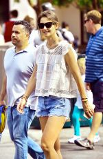 KATIE HOLMES in Cutoff Out at Disneyland in Anaheim 06/29/2015