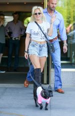 LADY GAGA Walks Her Dog Out in New York 06/22/2015