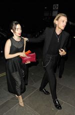 LILY COLLINS and Campbell Bower at Bend It Like Beckham After Party in London