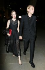 LILY COLLINS and Campbell Bower at Bend It Like Beckham After Party in London