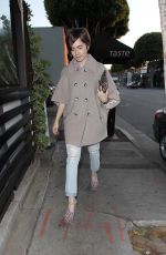 LILY COLLINS Heading to Taste Restaurant in West Hollywood