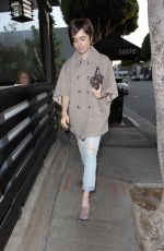 LILY COLLINS Heading to Taste Restaurant in West Hollywood
