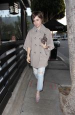 LILY COLLINS Heading to Taste Restaurant in West Hollywood