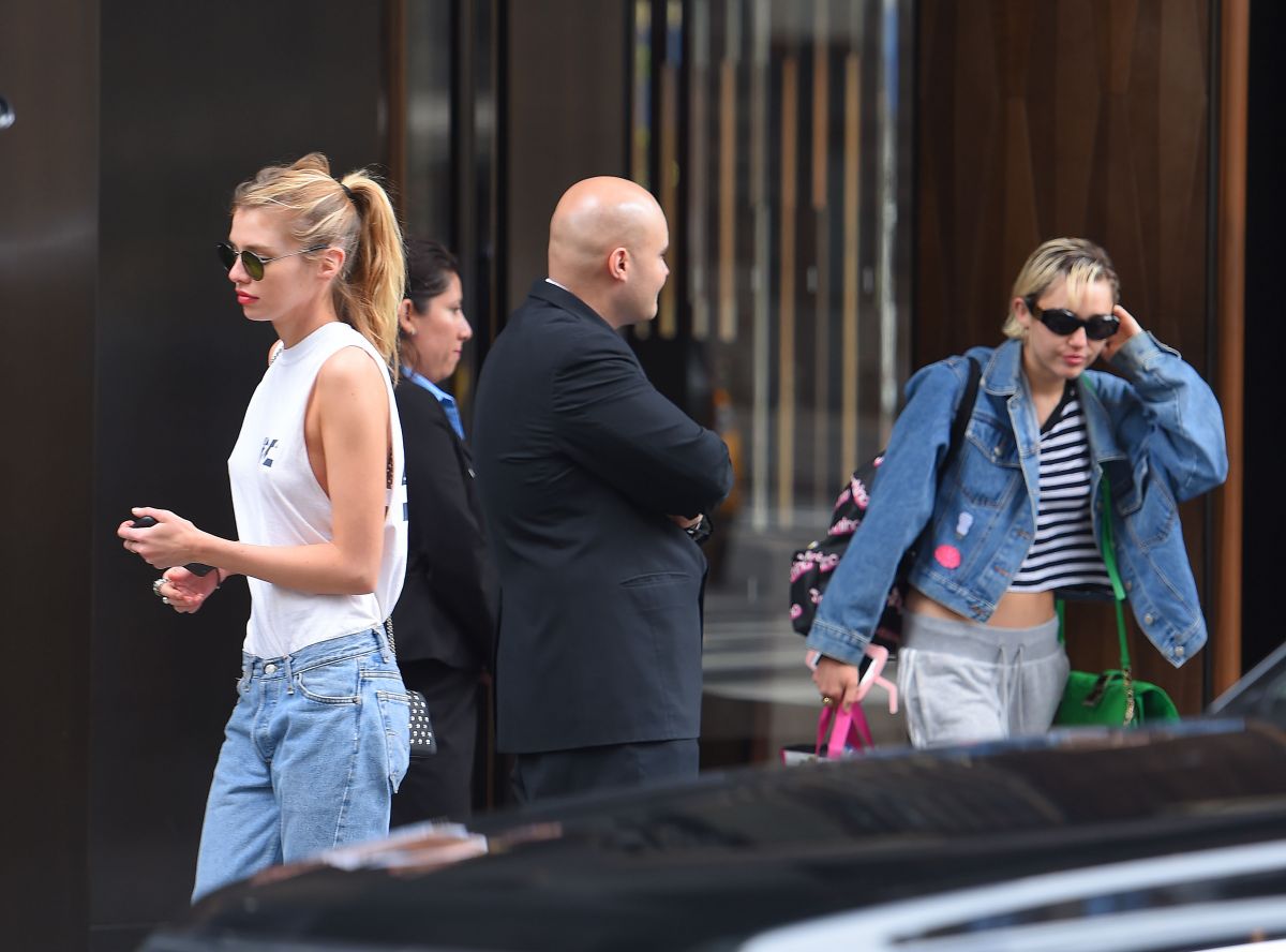 MILEY CYRUS and STELLA MAXWELL Leaves a Hotel in New York 06/20/2015 ...