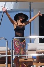 PARIS HILTON at a Boat on Vacations in Ibiza 06/09/2015