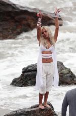 PIA MIA PEREZ on the Set of Do It Again Music Video in Malibu
