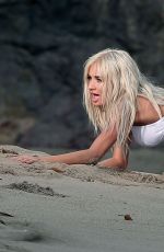 PIA MIA PEREZ on the Set of Do It Again Music Video in Malibu