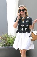 REESE WITHERSPOON in White Dress Out in Los Angeles 06/26/2015