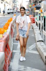 VICTORIA JUSTICE in Cutoffs Out and About in New York 06/17/2015