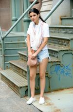 VICTORIA JUSTICE in Cutoffs Out and About in New York 06/17/2015
