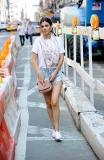 VICTORIA JUSTICE in Cutoffs Out and About in New York 06/17/2015