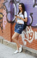 VICTORIA JUSTICE in Jeans Skirt Out in New York 06/11/2015