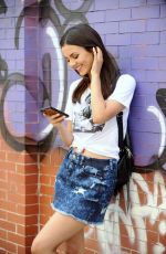 VICTORIA JUSTICE in Jeans Skirt Out in New York 06/11/2015