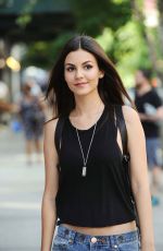 VICTORIA JUSTICE in Ripped Jeans Out and About in New York 06/26/2015
