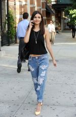 VICTORIA JUSTICE in Ripped Jeans Out and About in New York 06/26/2015