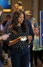 ZOE SALDANA Arrives at a Movie Theatre in Vancouver 06/21/2015