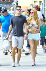 BELLA THORNE in Shorts and Bikini Top Out in Venice Beach 07/26/2015