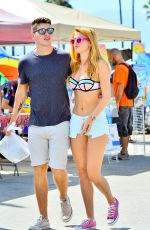 BELLA THORNE in Shorts and Bikini Top Out in Venice Beach 07/26/2015