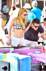 BELLA THORNE in Shorts and Bikini Top Out in Venice Beach 07/26/2015