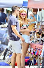 BELLA THORNE in Shorts and Bikini Top Out in Venice Beach 07/26/2015