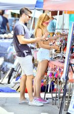 BELLA THORNE in Shorts and Bikini Top Out in Venice Beach 07/26/2015