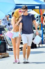 BELLA THORNE in Shorts and Bikini Top Out in Venice Beach 07/26/2015