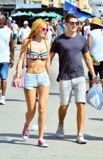 BELLA THORNE in Shorts and Bikini Top Out in Venice Beach 07/26/2015