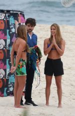 BIA and BRANCA FERES, Brazilian Synchronized Swimmers in Bikinis on the Set of a Photoshoot
