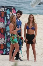 BIA and BRANCA FERES, Brazilian Synchronized Swimmers in Bikinis on the Set of a Photoshoot