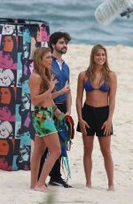 BIA and BRANCA FERES, Brazilian Synchronized Swimmers in Bikinis on the Set of a Photoshoot