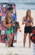BIA and BRANCA FERES, Brazilian Synchronized Swimmers in Bikinis on the Set of a Photoshoot