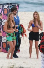 BIA and BRANCA FERES, Brazilian Synchronized Swimmers in Bikinis on the Set of a Photoshoot