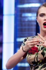 CARA DELEVINGNE at El Hormiguero TV Show in Madrid 07/08/2015