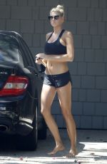 CHARLOTTE MCKINNEY in Sport Bra and Shorts Leaves a Gym in Los Angeles
