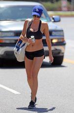 CHARLOTTE MCKINNEY in Sport Bra and Shorts Leaves a Gym in Los Angeles