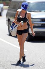 CHARLOTTE MCKINNEY in Sport Bra and Shorts Leaves a Gym in Los Angeles