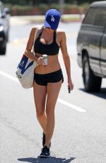 CHARLOTTE MCKINNEY in Sport Bra and Shorts Leaves a Gym in Los Angeles
