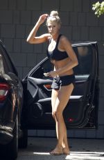 CHARLOTTE MCKINNEY in Sport Bra and Shorts Leaves a Gym in Los Angeles