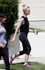 ELLE FANNINF in Tights Out in Studio City 07/24/2015