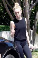 ELLE FANNINF in Tights Out in Studio City 07/24/2015