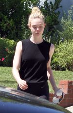 ELLE FANNINF in Tights Out in Studio City 07/24/2015