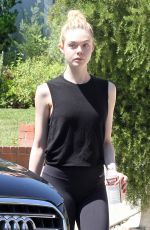 ELLE FANNINF in Tights Out in Studio City 07/24/2015