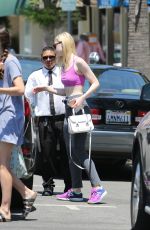 ELLE FANNING in Sports Bra Out in Los Angeles 07/03/2015