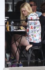 ELLE FANNING Lunch at Joan
