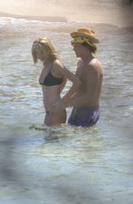 HEIDI KLUM in Bikini and Vito Schnabel on the Beach in the Mediterranean 07/25/2015